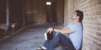 An alone man thinking about lessons
